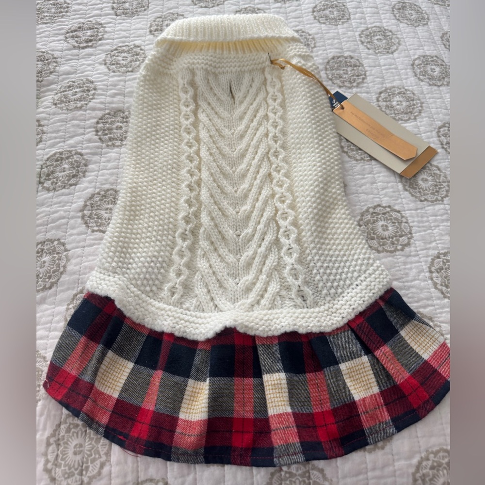 Charming Plaid Knit Dress for Dogs